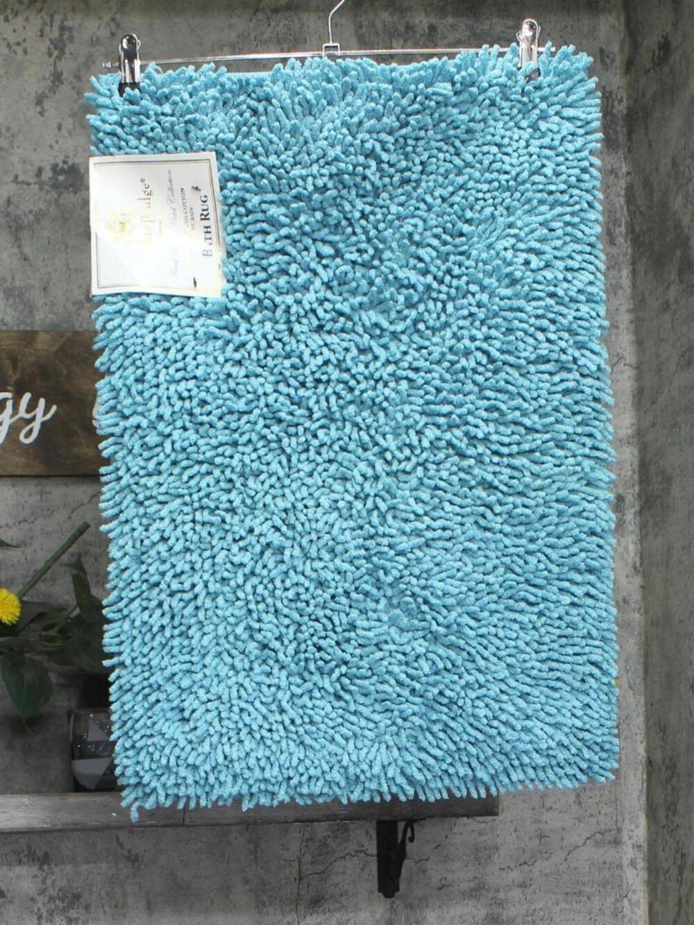 NWT Knights Bridge Shaggy 100% Soft Plush Cotton Bath Rug Aqua Blue 17x24